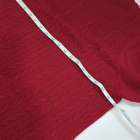 Talbots Sweater Womens 3X Red Cable Knit Crew Neck Cotton Blend - Picture 7 of 8